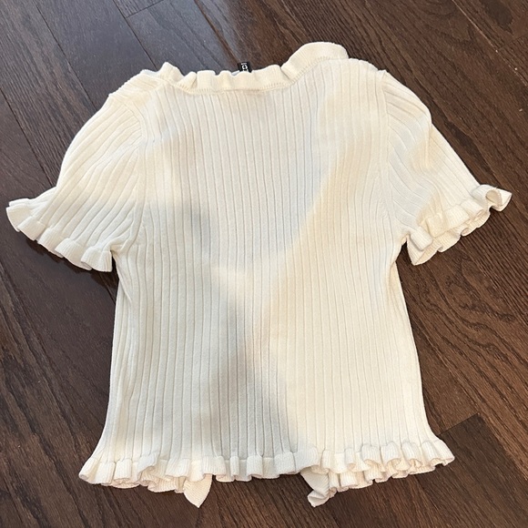 Divided Cream Ruffled Crop Top - Picture 2 of 2